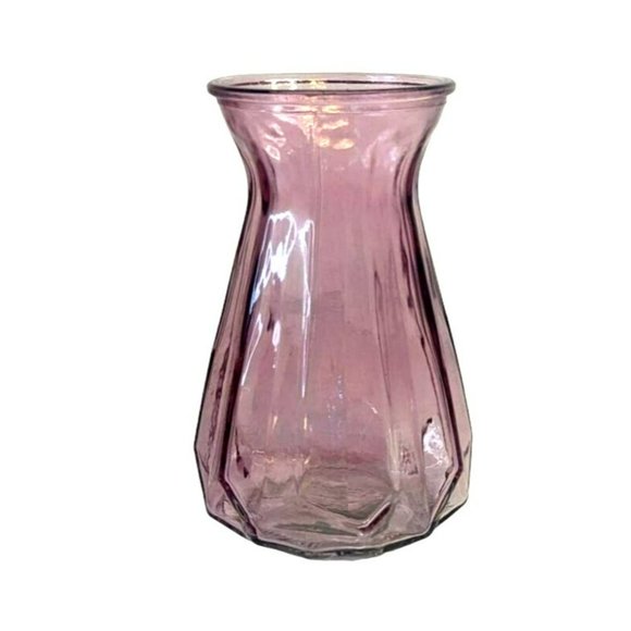 Vintage DPS Ariel Purple Flower Glass Vase 6-inches Decagon Star Shaped - Picture 1 of 5